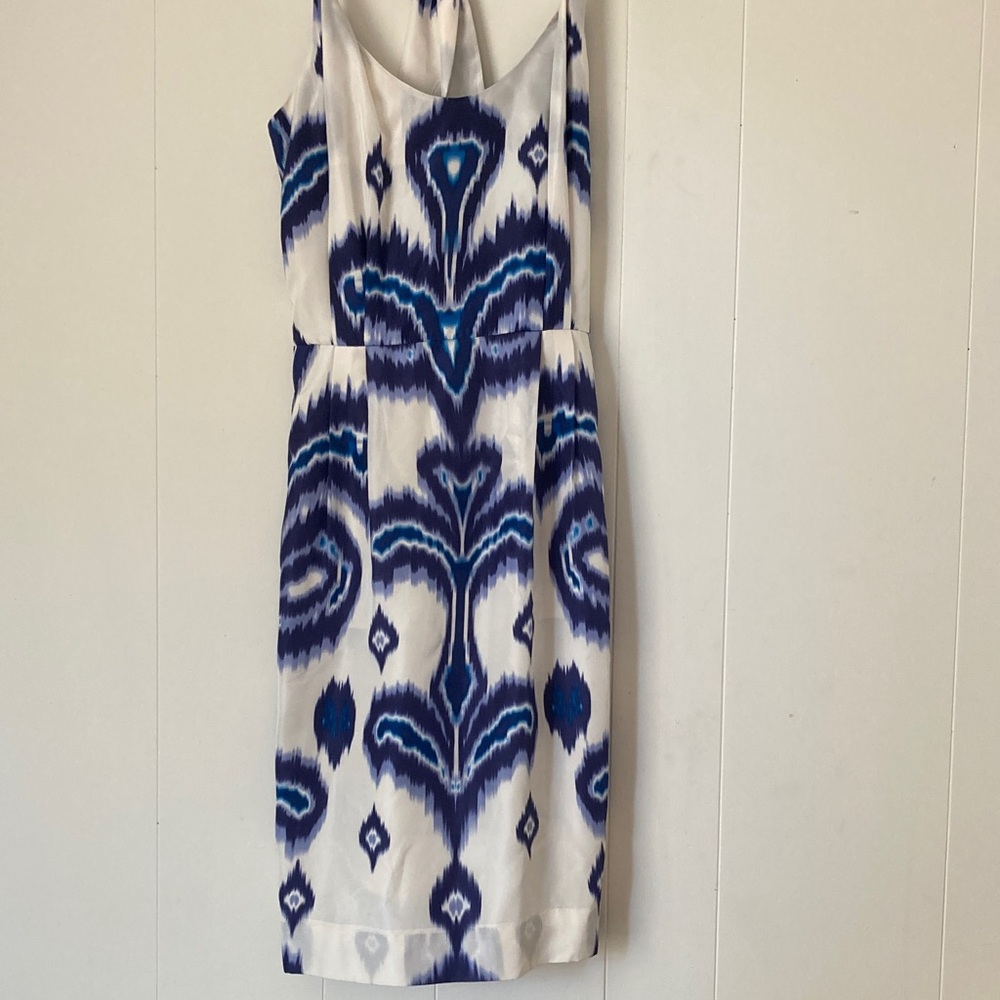 Banana Republic Navy and White Patterned Midi Dress
